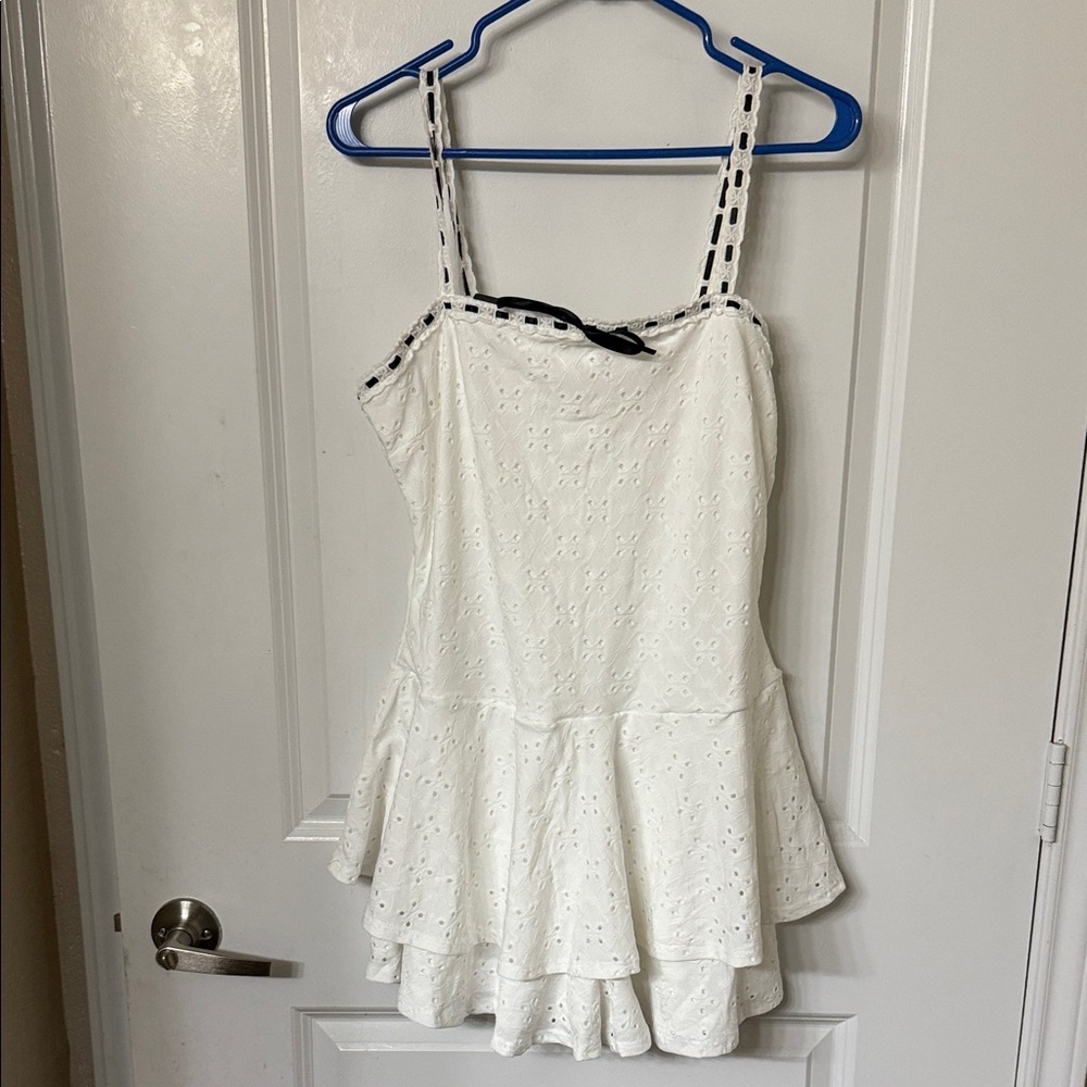 White Eyelet Dress with Ruffle Hem
